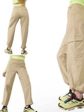 Athleta Oak Cascade Cargo Poplin Cinch Ankle Pants Small Womens